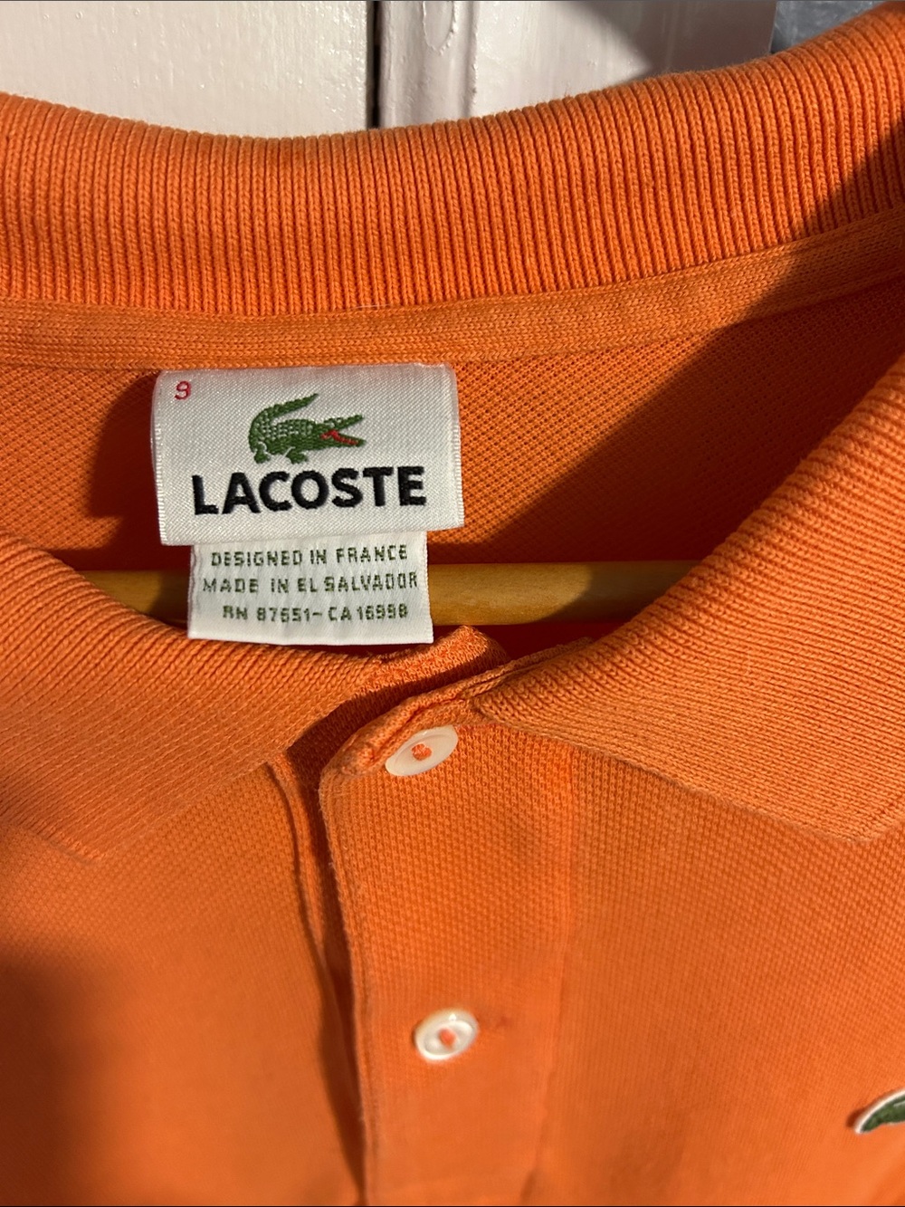 Lacoste Orange Pique Polo with Crocodile Logo - Picture 2 of 6